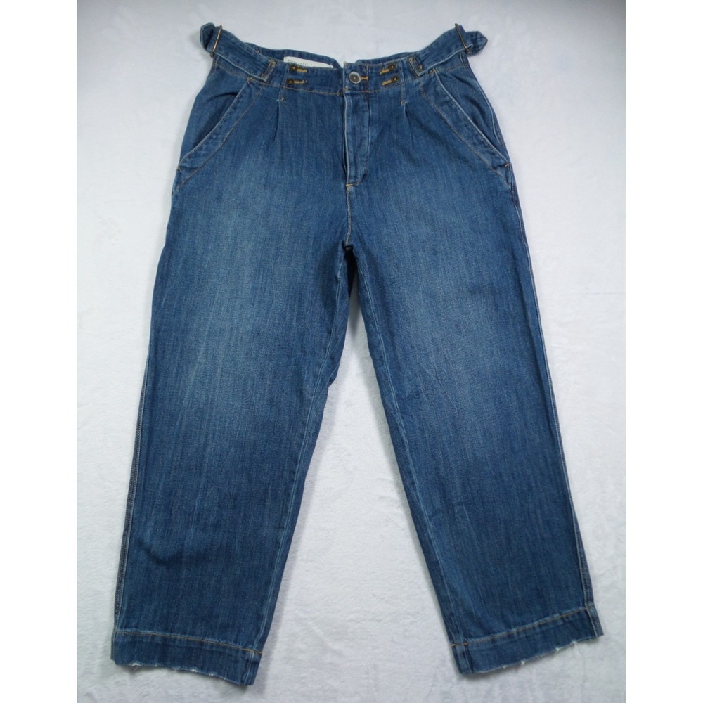 Pilcro Anthropologie Jeans Womens Size 28 Blue Denim Hyphen Cropped Pleated